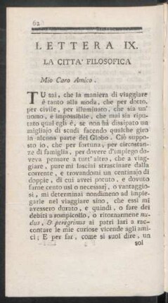 Lettera IX. La Città Filosofica