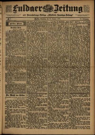 Erste Ausgabe vom Samstag, den 10. Januar 1903.