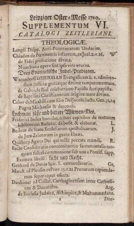 Suppl. 6: Leipziger Oster-Messe 1720