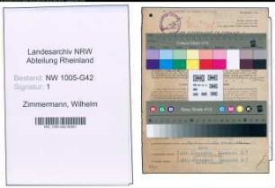 Entnazifizierung Wilhelm Zimmermann , geb. 07.03.1913 (Parteisekretaer)