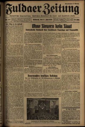 Erste Ausgabe vom Mittwoch, den 17. Juni 1936.