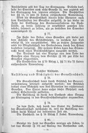 Sechster Abschnitt. Auflösung und Richtigkeit der Genossenschaft.
