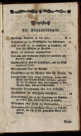 Verzeichniß der Abhandlungen.