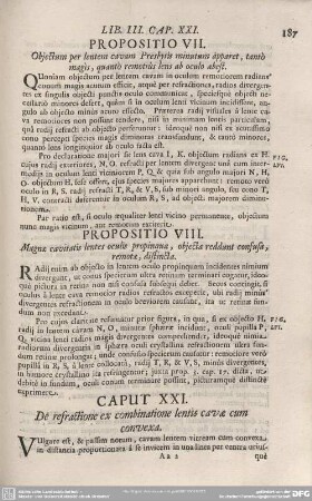 CAPUT XXI. De refractione ex combinatione lentis cavae cum convexa.