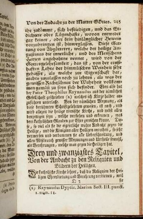 Drey und zwanzigstes Capitel, Von der Andacht zu den Reliquien und Bildern der Heiligen.