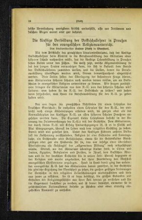 ¬Die¬ künftige Vorbildung der Volksschullehrer in Preußen für den evangelischen Religionsunterricht
