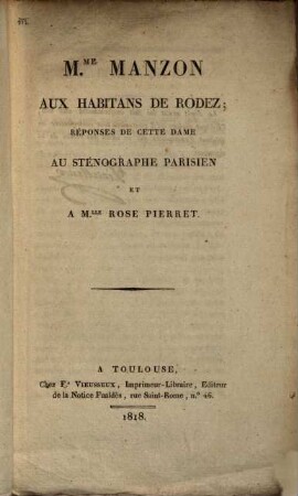 Aux habtans de Rodez