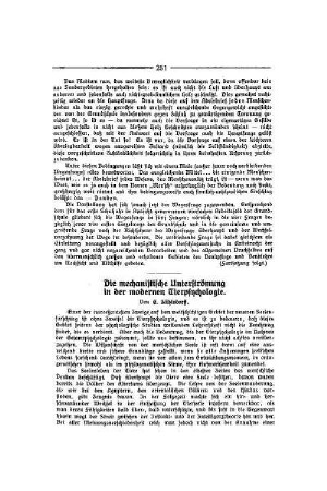 Die mechanistische Unterströmung in der modernen Tierpsychologie