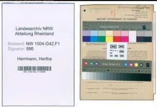 Entnazifizierung Hertha Herrmann , geb. 13.02.1922 (Verkaeuferin)