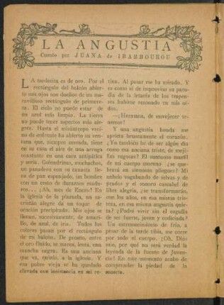 La angustia : Cuento