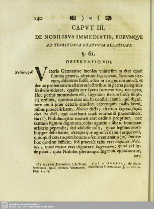 Caput III. De Nobilibus Immediatis, Eorumque Ad Territoria Statuum Relatione