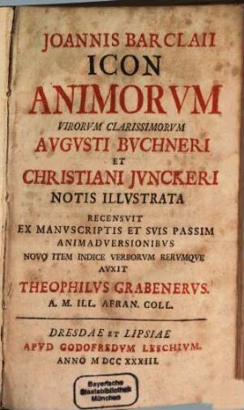 Joannis Barclaii Icon Animorvm