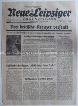 "Neue Leipziger Tageszeitung" u.a. zur Kennzeichnungspflicht für Juden und zum Seekrieg gegen Großbritannien