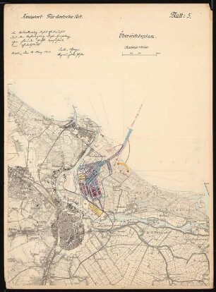 Hafenanlage, Danzig-Neufahrwasser Schinkelwettbewerb 1914: Lageplan 1:25000