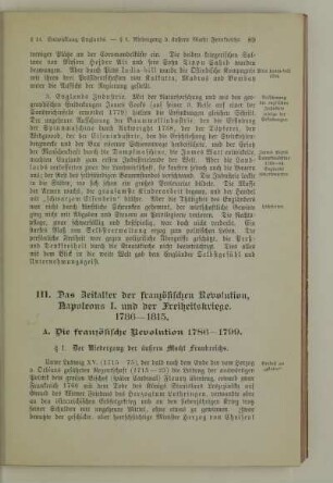 III. Das Zeitalter der französischen Revolution, Napoleons I. und der Freiheitskriege. 1786 - 1815