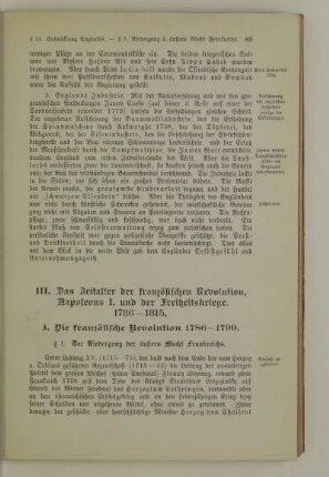 III. Das Zeitalter der französischen Revolution, Napoleons I. und der Freiheitskriege. 1786 - 1815