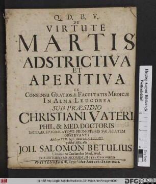 De Virtute Martis Adstrictiva Et Aperitiva