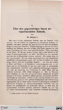 Über den gegenwärtigen Stand der experimentellen Ästhetik