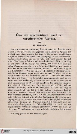 Über den gegenwärtigen Stand der experimentellen Ästhetik