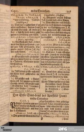 Der Erste Send-brief des Apostels Pauli an die Corinther.