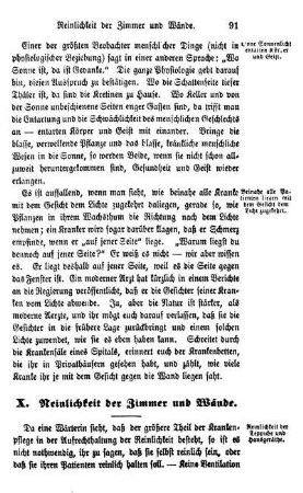 X. Reinlichkeit der Zimmer und Wände.