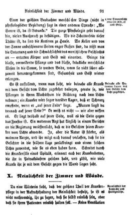 X. Reinlichkeit der Zimmer und Wände.