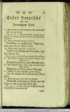 Erstes Hauptstück von dem dreyeinigen Gott