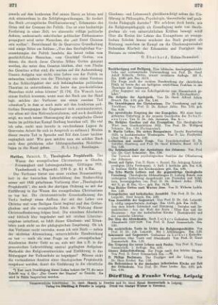 271-272 [Rezension] Matthes, Heinrich, Theologische Propädeutik