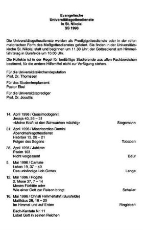 Kirchliche Veranstaltungen
