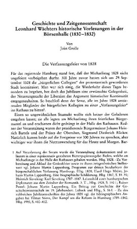 Geschichte und Zeitgenossenschaft : Leonhard Wächters historische Vorlesungen in der Börsenhalle (1830 - 1832)