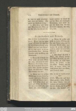 Bescheidenheit und Demuth.