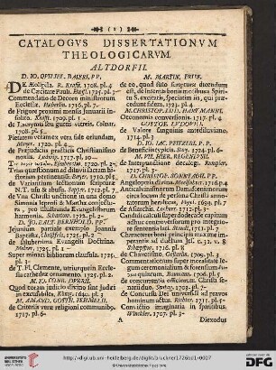 Catalogus dissertationum theologicarum