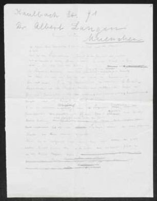 Brief von Gerhart Hauptmann an Albert Langen