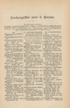 Sachregister zum 2. Bande