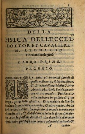 Della Fisica Dell'Eccellente Dottore Et Cavaliero M. Leonardo Fioravanti Bolognese : Divisa in Libri Quattro