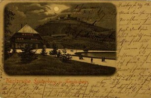 Postkartenalbum mit Motiven von Karlsruhe. "Karlsruhe, Lauterberg im Mondschein"