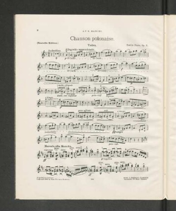 Chanson polonaise. Violon.
