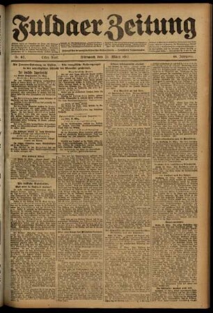 Erste Ausgabe vom Mittwoch, den 21. März 1917.