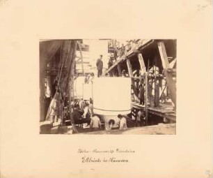 Berlin-Hannoversche Eisenbahn. Elbbrücke, Hämerten: Ansicht der Baustelle