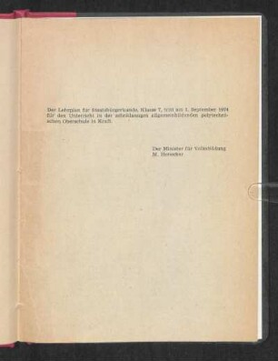 Der Lehrplan für Staatsbürgerkunde, Klasse 7 ...