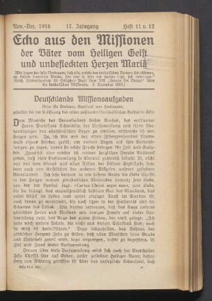 November-Dezember 1916. 17. Jahrgang. Heft 11 u. 12