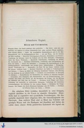 XVIII. Riten und Ceremonien.