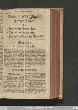 Das dritte Buch Esra.