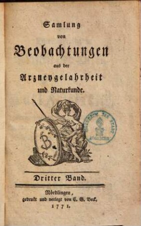 Sammlung von Beobachtungen aus der Arzney-Gelahrtheit, 3