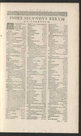 Index Secundus Rerum Et Verborum.