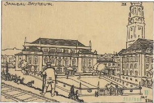 Fischer, Theodor; Bayreuth (Bayern); Rathaus (Umbau Infanteriekaserne) und Saalbau - Perspektive
