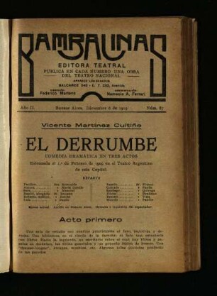 El derrumbe : comedia dramática en tres actos