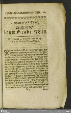 Dreyzehendes Stück. Empfindungen beym Grabe Jesu