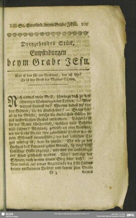 Dreyzehendes Stück. Empfindungen beym Grabe Jesu