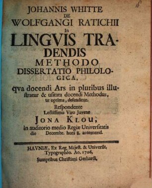 De Wolfg. Ratichii in linguis tradendis methodo diss. philol.